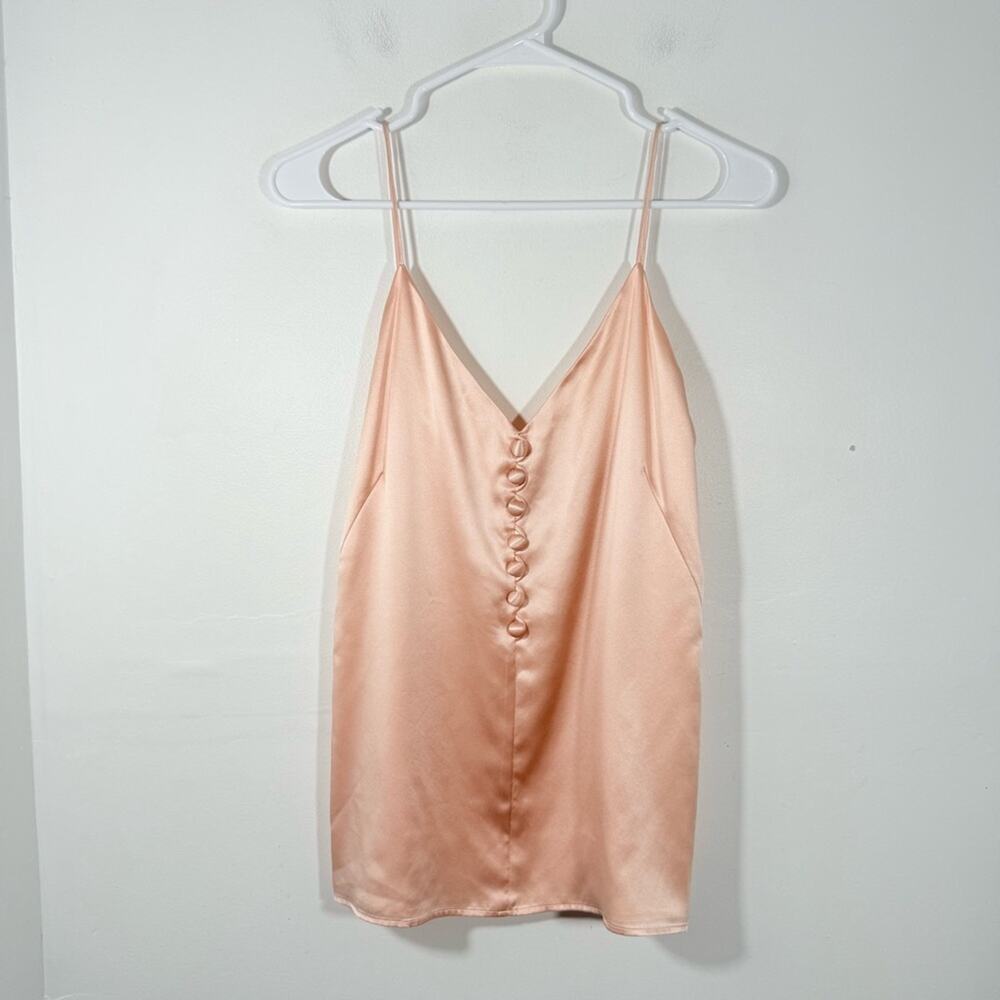 Hiller Bartley 100% Silk Peach Pink Button Front Cami Tank Blouse 12